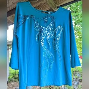 Bob Mackie Embroidered Peacock shirt